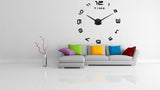 LARGE 3D BLACK STUNNING DIY NUMBER WALL CLOCK